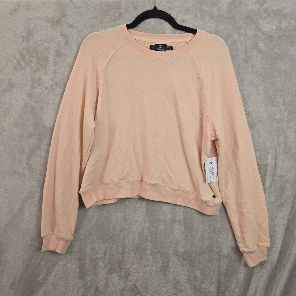 Volcom Lived In Lil Frenchie Raglan Sweatshirt Peach Small B4632407